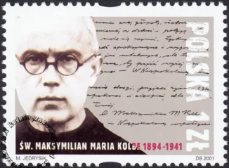 60 rocznica śmierci św. Maksymiliana Marii Kolbego znaczek numer 3754