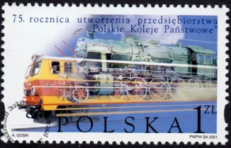 75 rocznica utworzenia przedsiębiorstwa Polskie Koleje Państwowe znaczek numer 3770