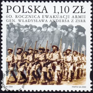 60 rocznica ewakuacji armii gen. Władysława Andersa z ZSRR znaczek numer 3814