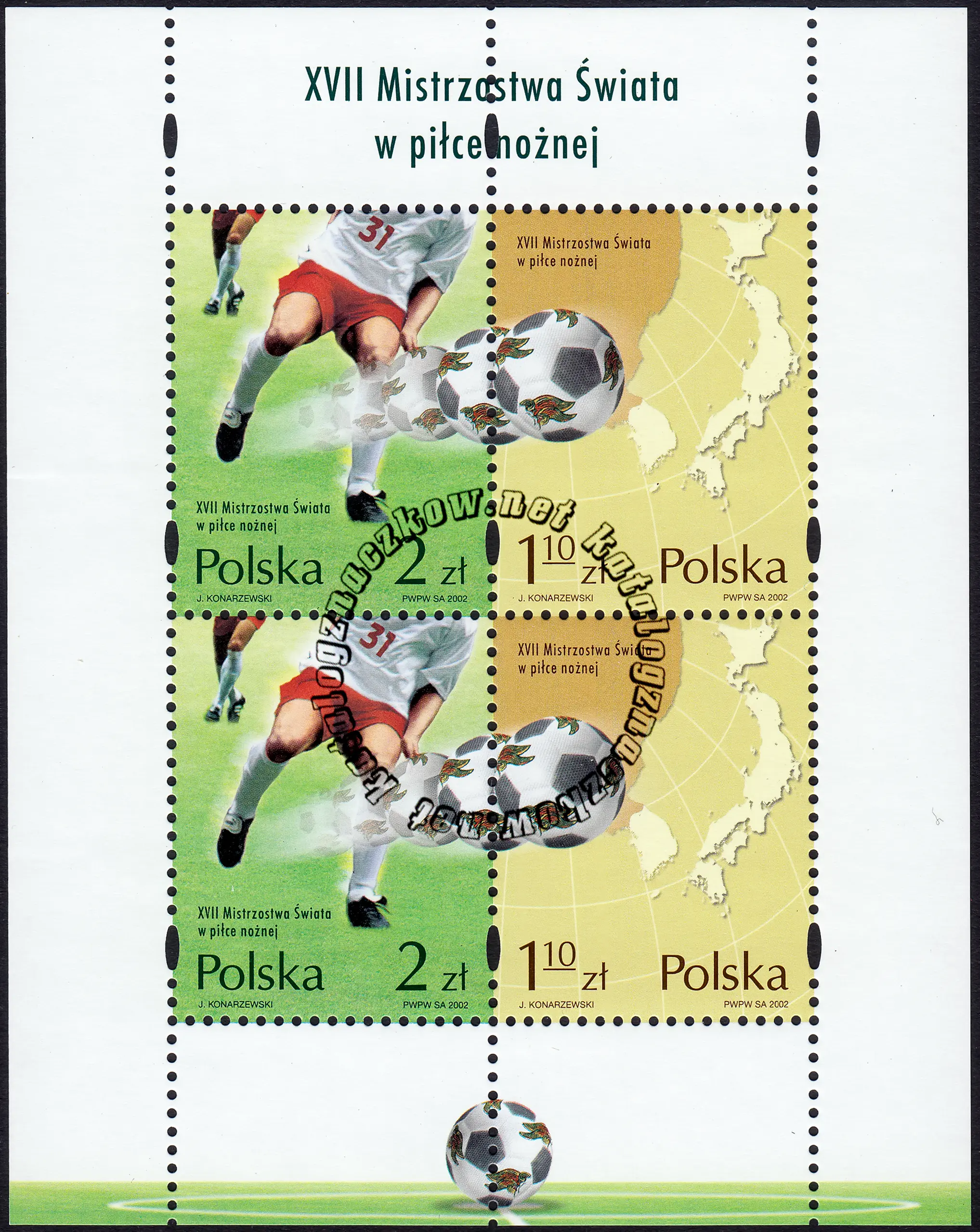 XVII Mistrzostwa Świata w piłce nożnej - arkusz znaczków 3828-3829