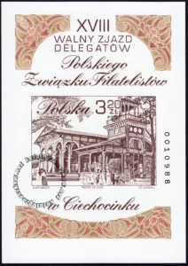 XVIII Walny Zjazd Delegatów Polskiego Związku Filatelistów w Ciechocinku blok numer 134A