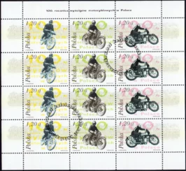 100 rocznica wyścigów motocyklowych w Polsce - arkusz znaczków 3923-3925