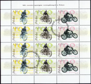100 rocznica wyścigów motocyklowych w Polsce  - arkusz znaczków 3923-3925