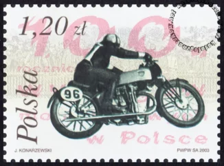 100 rocznica wyścigów motocyklowych w Polsce znaczek numer 3925