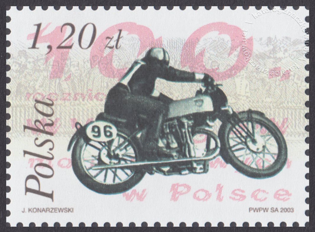 100 rocznica wyścigów motocyklowych w Polsce znaczek nr 3925