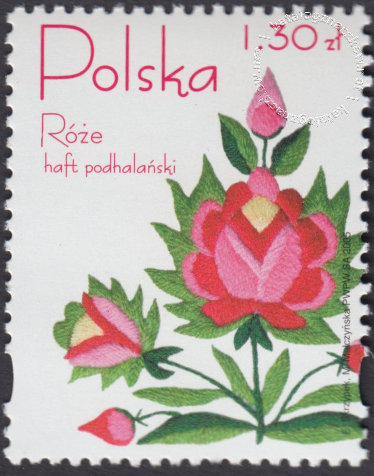 Róże w hafcie polskim znaczek nr 4045