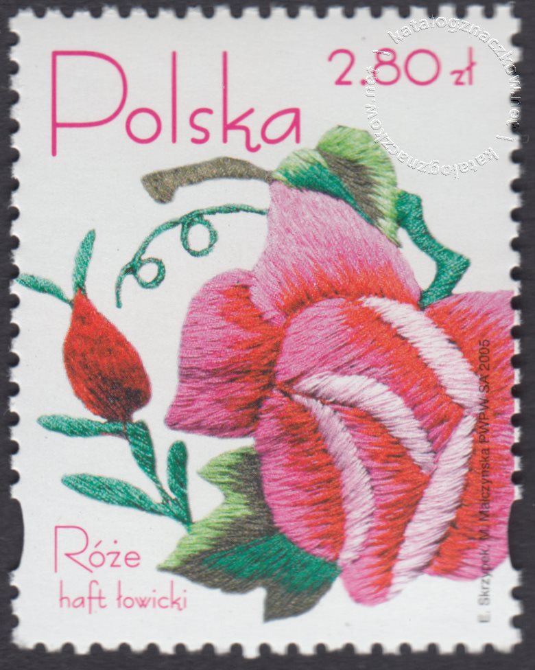 Róże w hafcie polskim znaczek nr 4048