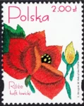 Róże w hafcie polskim znaczek numer 4046