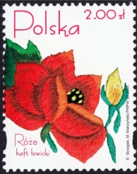 Róże w hafcie polskim znaczek numer 4046