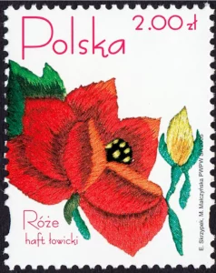 Róże w hafcie polskim znaczek numer 4046