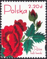 Róże w hafcie polskim znaczek numer 4047