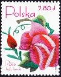 Róże w hafcie polskim znaczek numer 4048