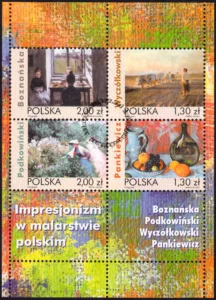 Impresjonizm w malarstwie polskim - arkusz znaczków 4070 - 4073