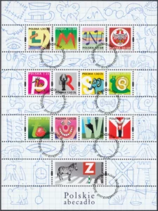 Polskie Abecadło arkusz znaczków 4131-4143