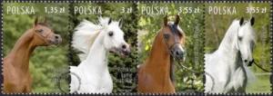 Polskie konie arabskie znaczki numer 41734173-4176