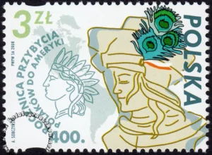 400 rocznica przybycia Polaków do Ameryki znaczek numer 4236