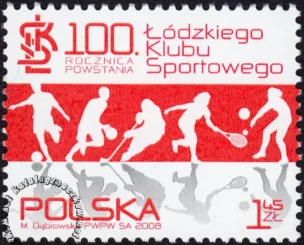 100 rocznica powstania Łódzkiego Klubu Sportowego znaczek numer 4237
