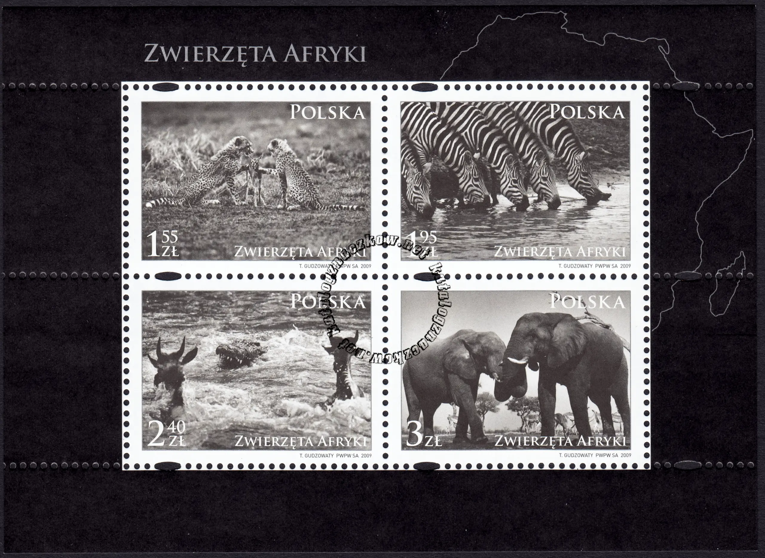 Zwierzęta Afryki arkusz znaczków 4271-4274