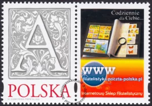 Znaczek pocztowy z oznaczeniem literowym A emisji obiegowej, z przywieszką do personalizacji znaczek numer 4349+pw