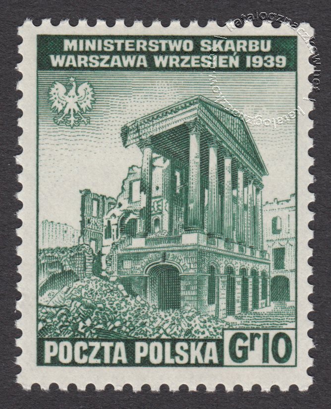 Zniszczenia dokonane przez Niemców w Polsce. Wojsko polskie w Wielkiej Brytanii znaczek nr B338