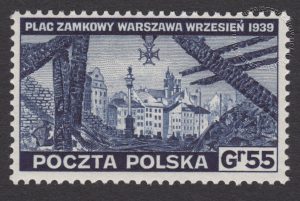 Zniszczenia dokonane przez Niemców w Polsce. Wojsko polskie w Wielkiej Brytanii - znaczek nr D338