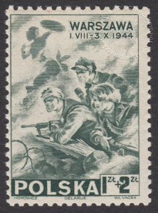 Wydanie dobroczynne z dopłatą na rzecz sierot po powstańcach Warszawy - znaczek nr U338