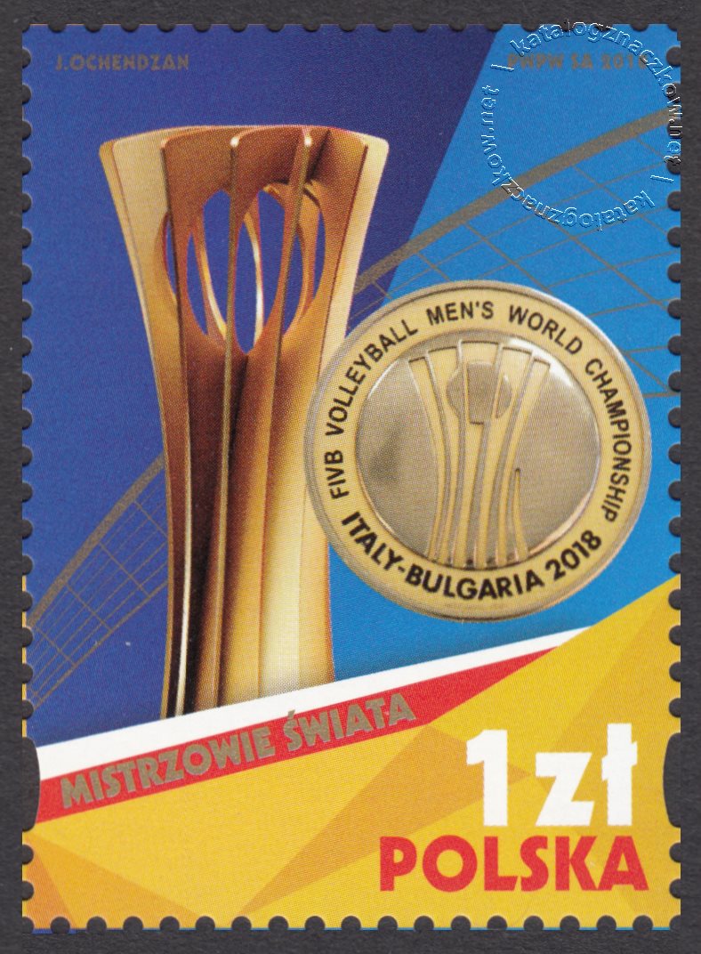 Złoci Medaliści FIVB Mistrzostw Świata w Piłce Siatkowej Mężczyzn Włochy – Bułgaria 2018 znaczek nr 4928