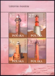 Latarnie morskie arkusz znaczków 4167-4170