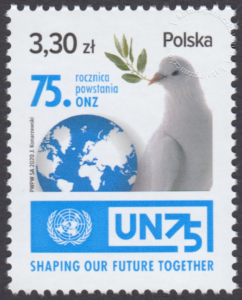 75 rocznica powstania ONZ znaczek nr 5096