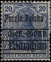 Wydanie przedrukowane na znaczkach GG Warschau znaczek nr 12