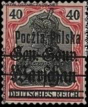 Wydanie przedrukowane na znaczkach GG Warschau znaczek nr 15