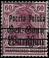 Wydanie przedrukowane na znaczkach GG Warschau znaczek nr 16