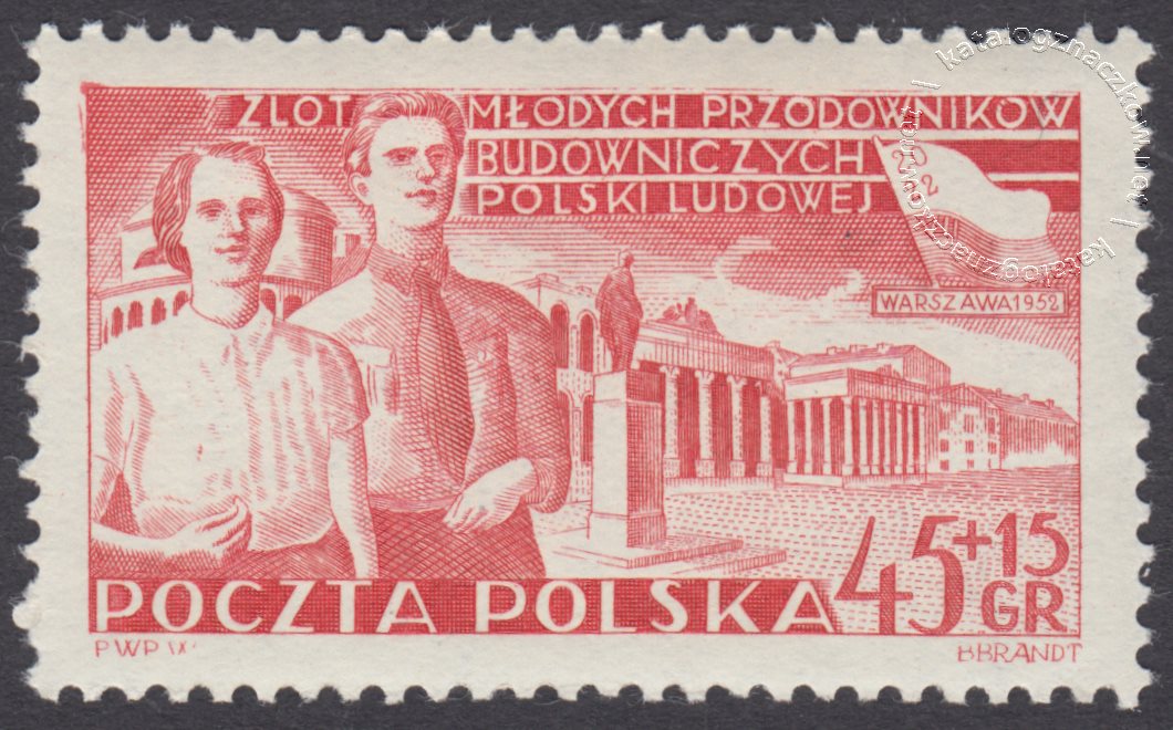 Zlot Młodych Przodowników Pracy w Warszawie znaczek nr 620