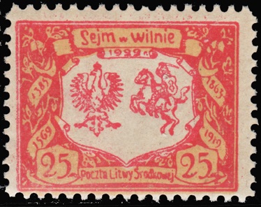 Litwa Środkowa – Otwarcie sejmu Litwy Środkowej – znaczek nr 45B