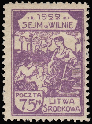 Litwa Środkowa – Otwarcie sejmu Litwy Środkowej – znaczek nr 47B