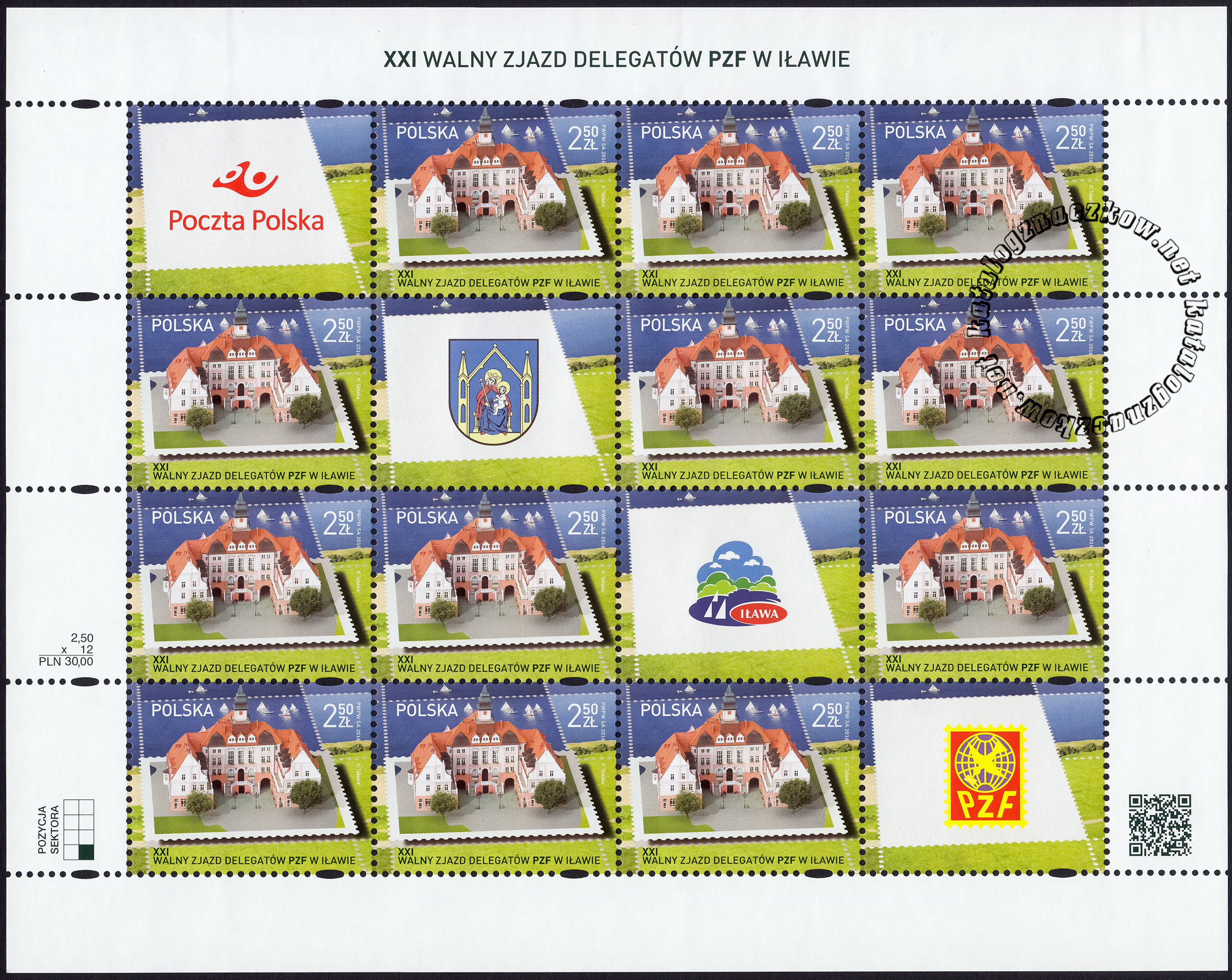 XXI Walny Zjazd Delegatów PZF w Iławie – arkusz znaczków 4716